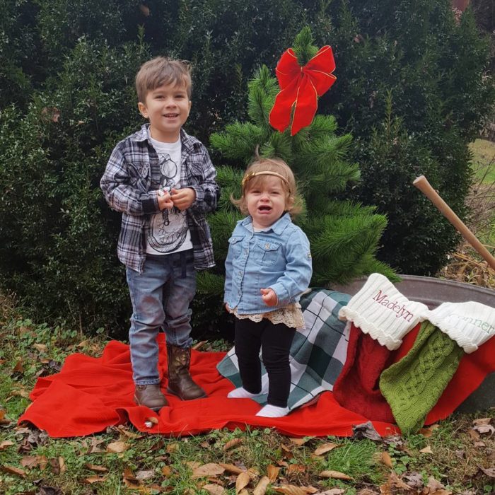 foto navideña para niños en exterior