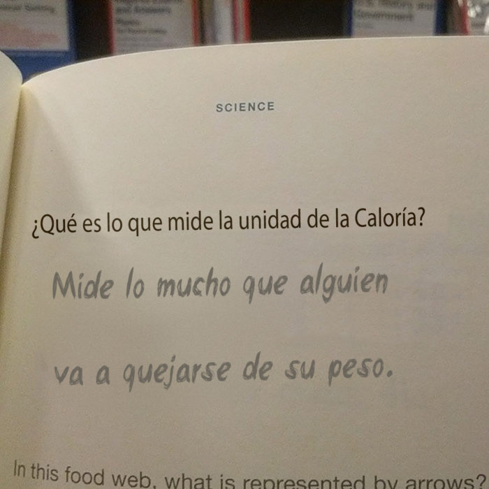 respuesta graciosa a examen sobre calorías