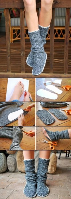 tutorial para hacer botas de un suéter viejo