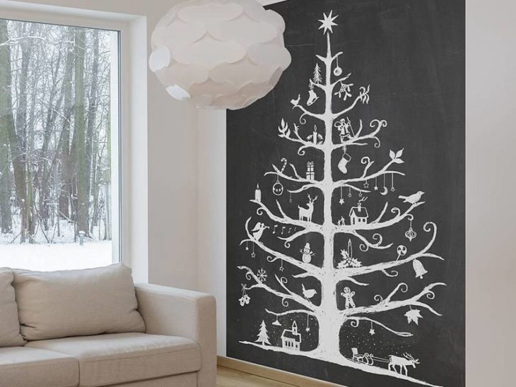 árbol de navidad pintado en la pared