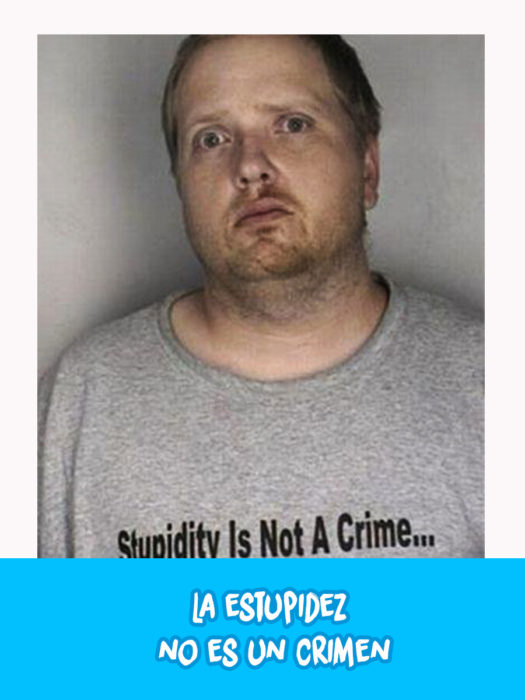 hombre con camisa que dice la estupidez no es un crimen 