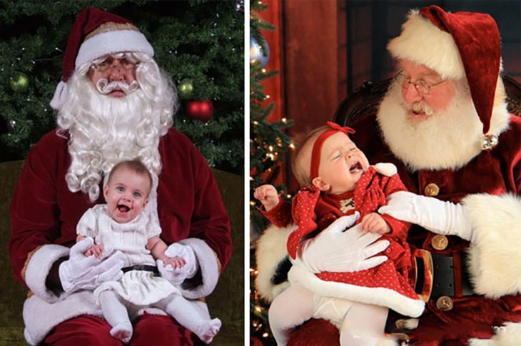 foto de santa claus y niña llorando 