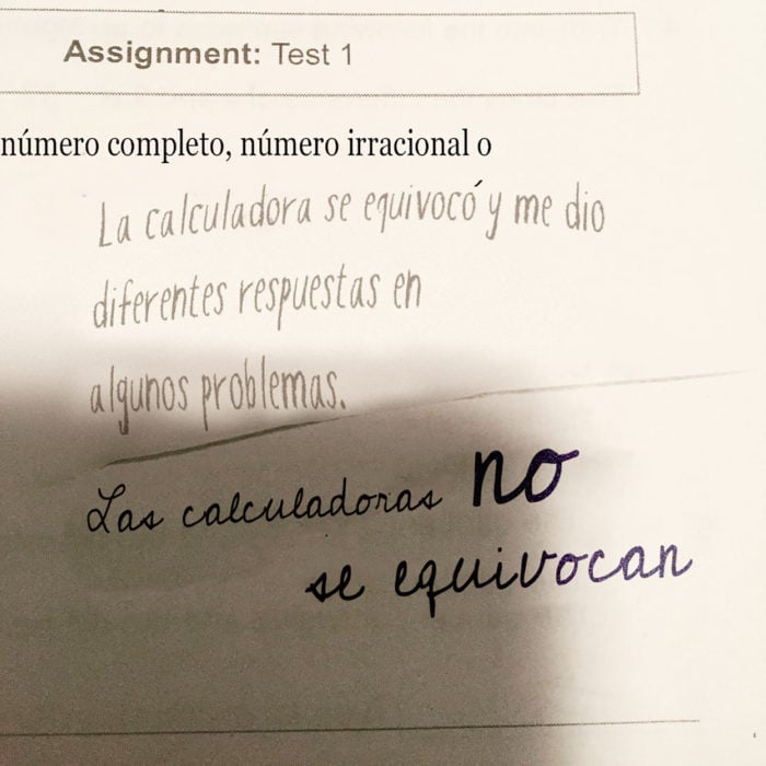 respuesta graciosa en examen de matemáticas