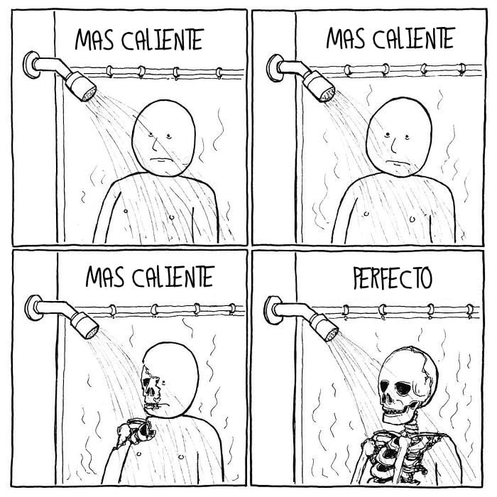 Cómic triste - bañarse con agua caliente