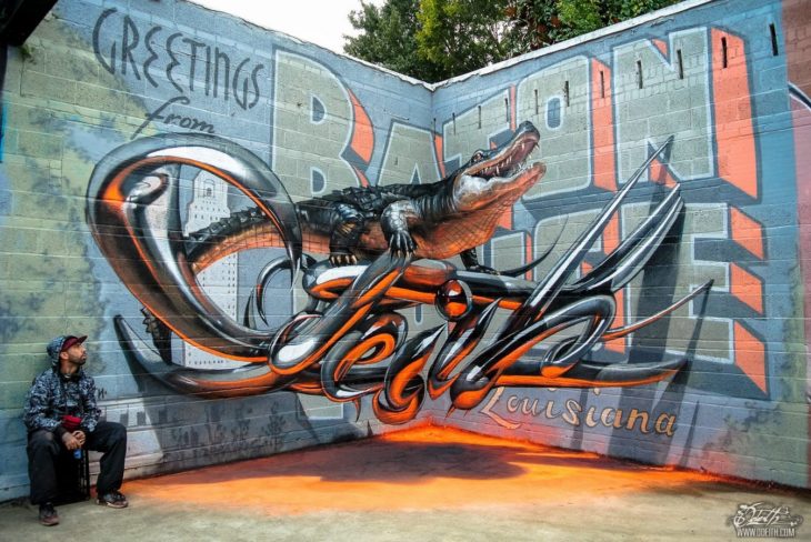 Un cocodrilo en graffiti 3D