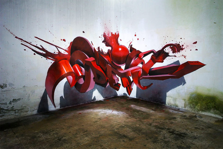 Genial graffiti hecho en 3D