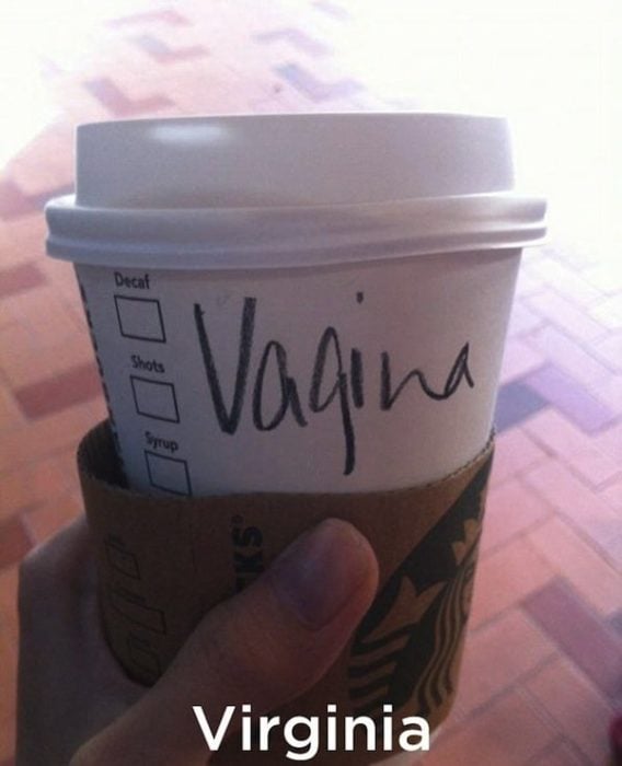 Nombre mal escrito Starbucks - Vagina