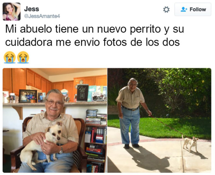 anciano con un cachorro