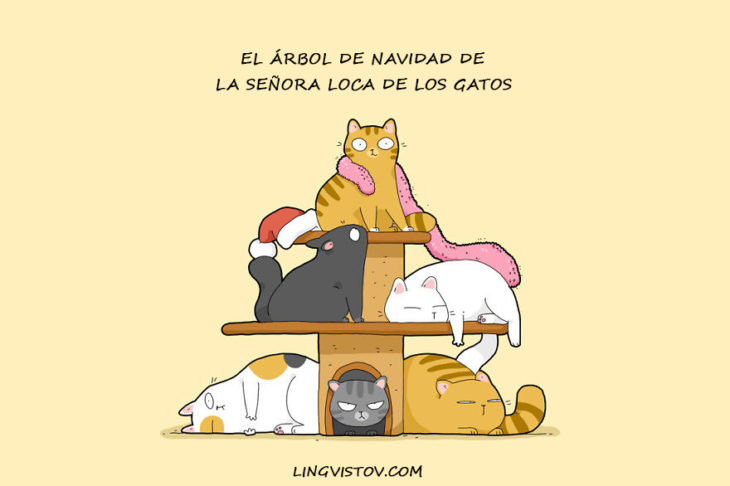 el árbol de navidad de la señora loca de los gatos