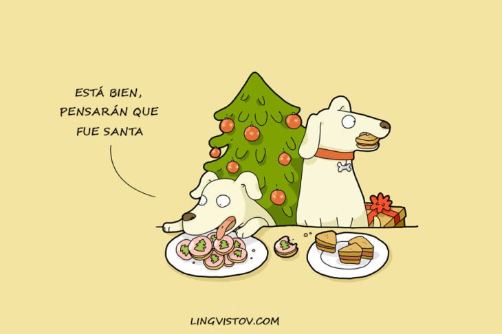 perros comiendo la comida de santaclos