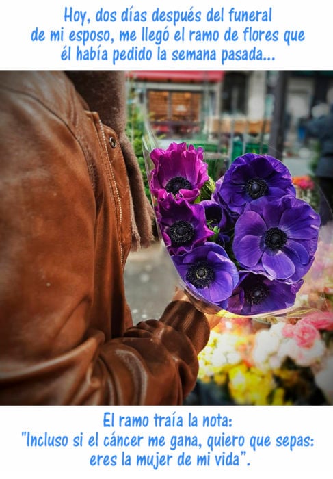 mujer con ramo de rosas color violeta