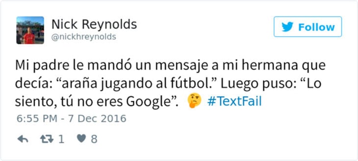 mensaje de texto fallido