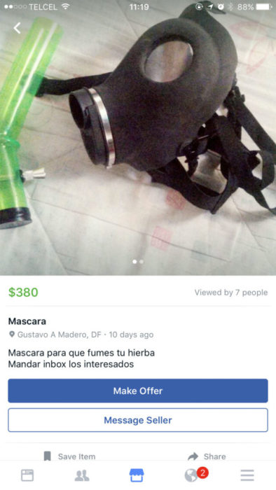 máscara en venta en facebbok