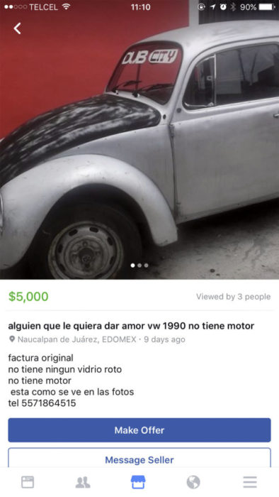 bocho en venta en facebbok