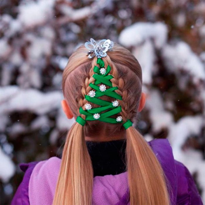peinado en forma de árbol de navidad