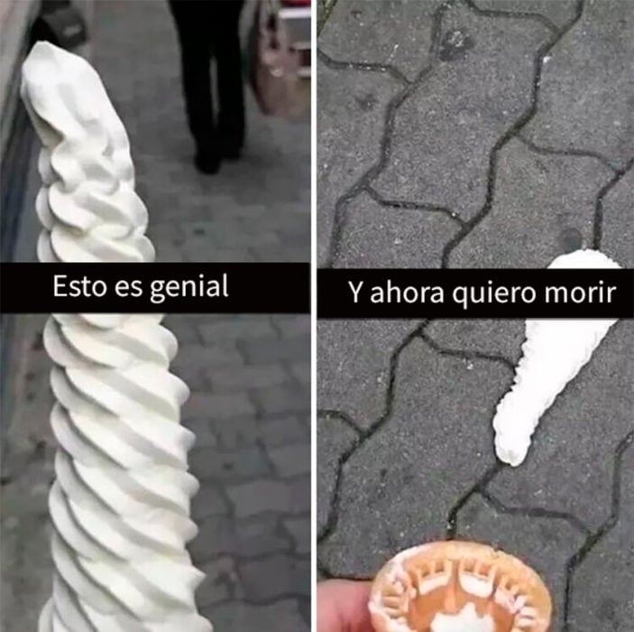 helado tirado en el piso 