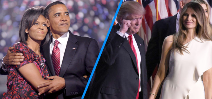 barack y michelle versus trump y melania celebrando victorias