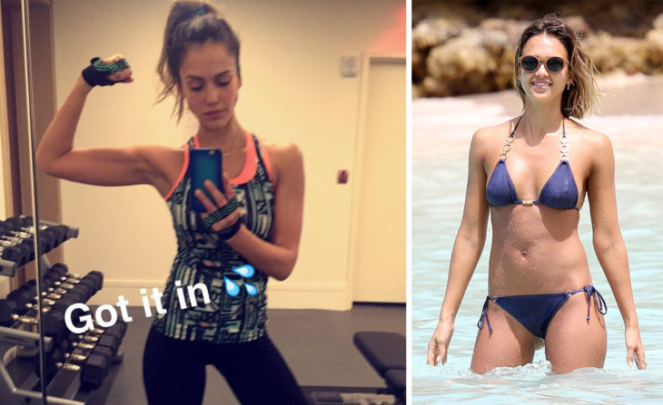 Jessica Alba foto haciendo ejercicio, foto en bikini