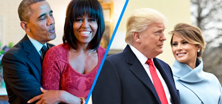 barack y michelle versus trump y melania sonriendo