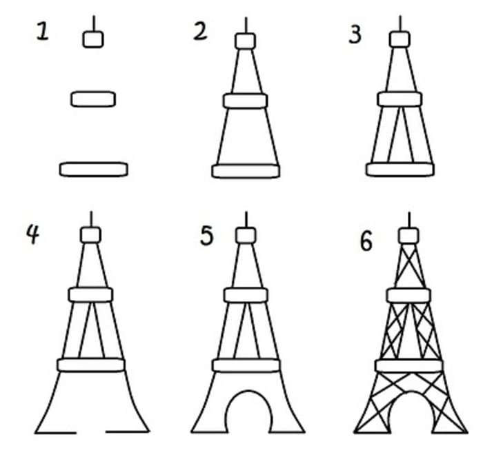 10 plantillas para dibujar la torre eiffeel