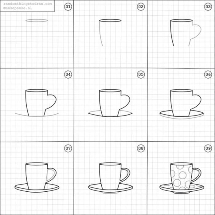 como dibujar tazas de cafe