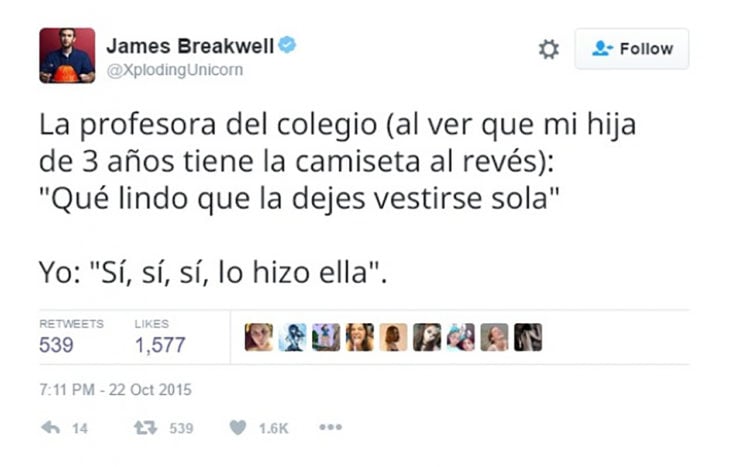 tuit sobre niña con la camisa al revés 