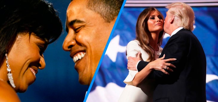 barack y michelle versus trump y melania enamorados