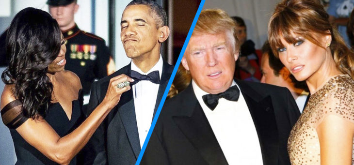 michelle arregla la corbata de obama versus trump y melania