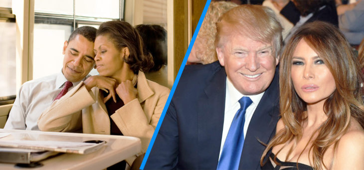 barack y michelle versus trump y melania juntando cabezas