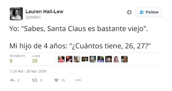 tuit gracioso sobre la edad de santa claus