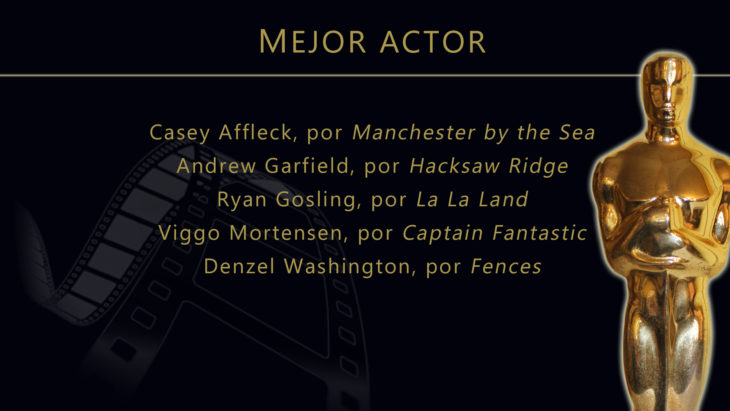 Oscares 2017 - lista de peliculas nominadas para mejor actor