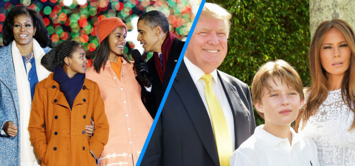 comparación entre la familia obama y la familia trump