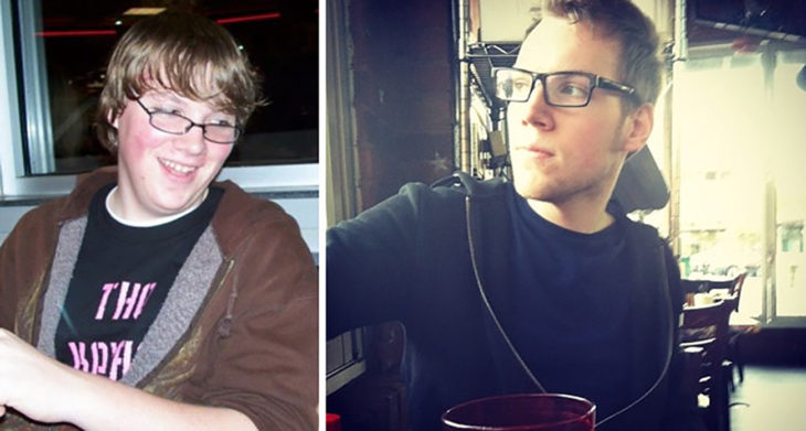 muchacho rubio antes y después de la pubertad