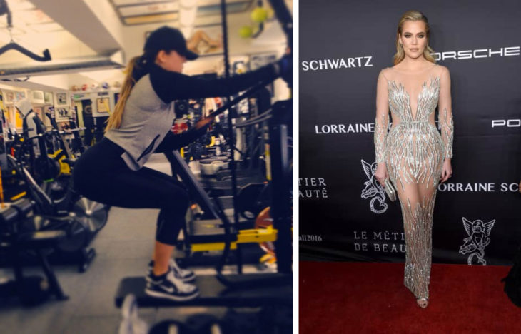 Khloé Kardashian haciendo ejercicio y en evento