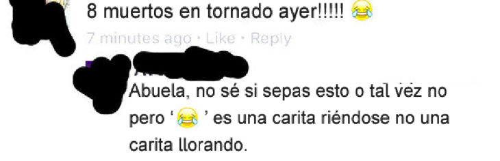 Gente mayor en Facebook - tornado ayer