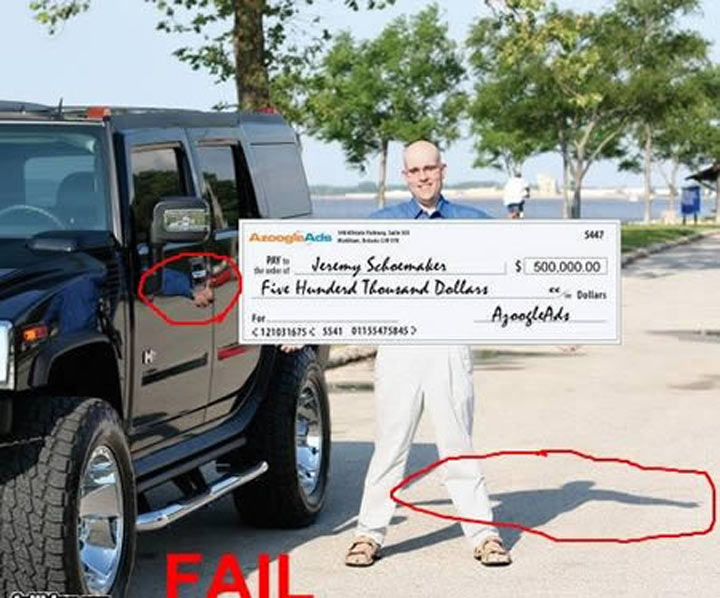Photoshop - sosteniendo un cheque falso