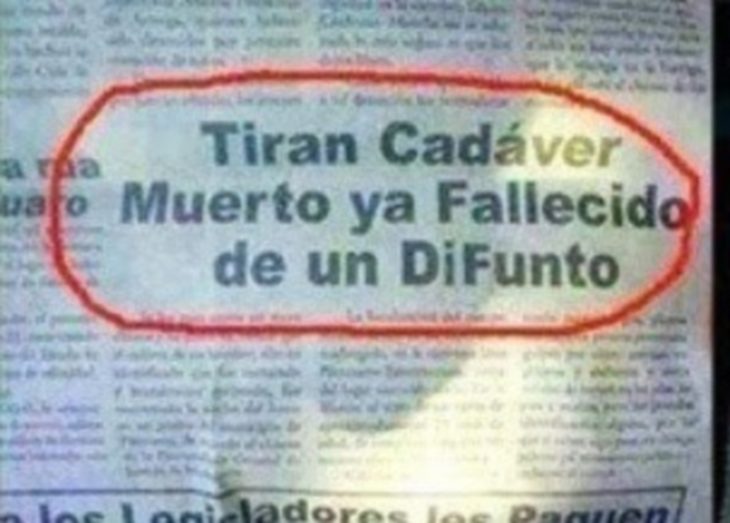 TIRAN CADÁVER MUERTO YA FALLECIDO