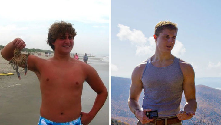 chico antes y después de ejercitarse
