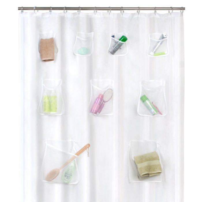 cortina de baño con bolsas
