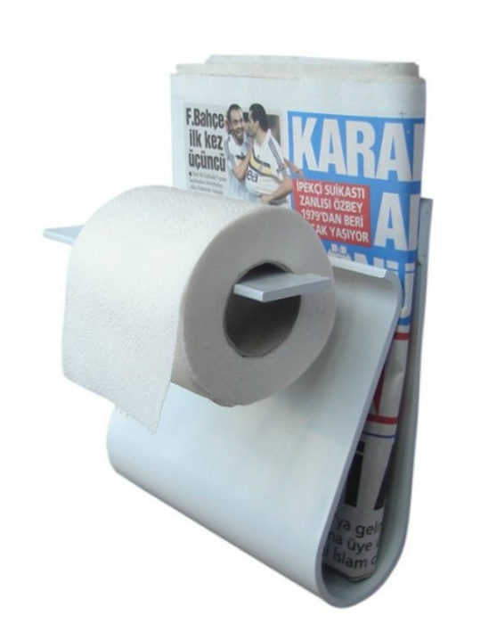 base para papel de baño y periódico