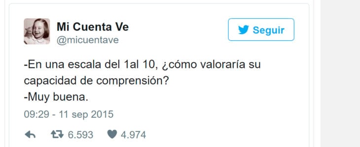 tuit gracioso sobre comprensión 