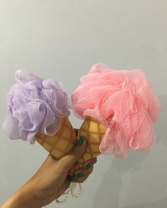 esponjas de baño en forma de helados