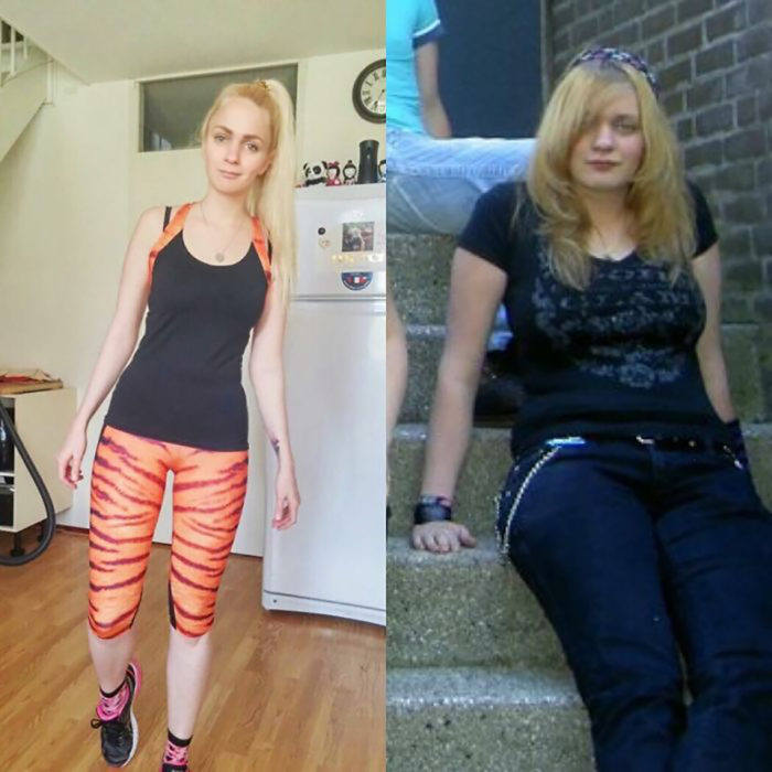 mujer antes y después de perder peso