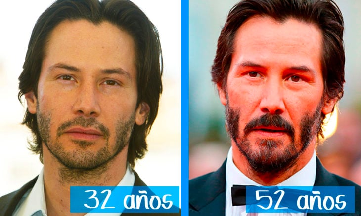 Keanu Reeves en su juventud y ahora