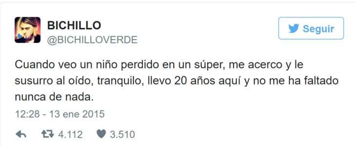 tuit sobre niño perdido en supermercado