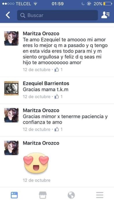 comentarios entre madre e hijo en facebook