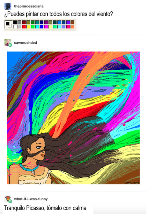 chiste sobre pocahontas y colores en el viento