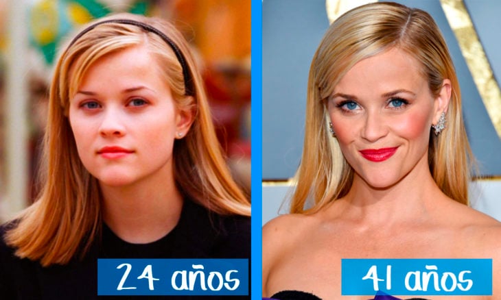 Reese Witherspooon en su juventud y ahora