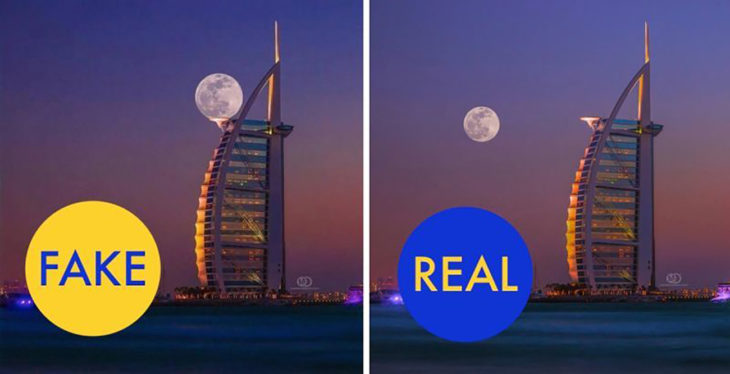 super luna foto falsa en dubai