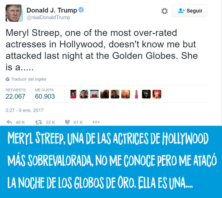 truit de trump sobre meryl streep